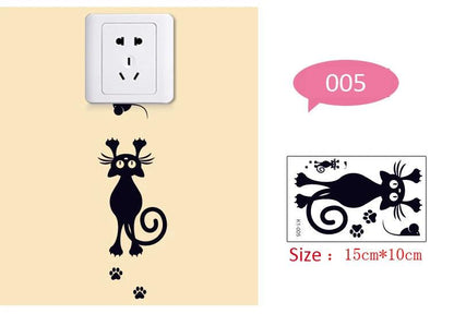 DIY Creative Black Cat Love Cartoon Removable Switch Stickers PVC Wall Sticker Vinyl Decals Home Decor Wallpaper Socket Paste - petguardiansupplies