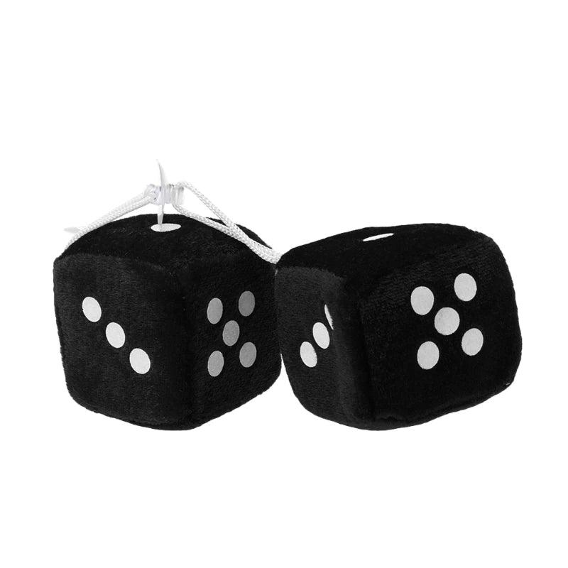 1 Pair Fuzzy Dice Dots Rear View Mirror Hanger Decoration Car Styling Accessorie - petguardiansupplies