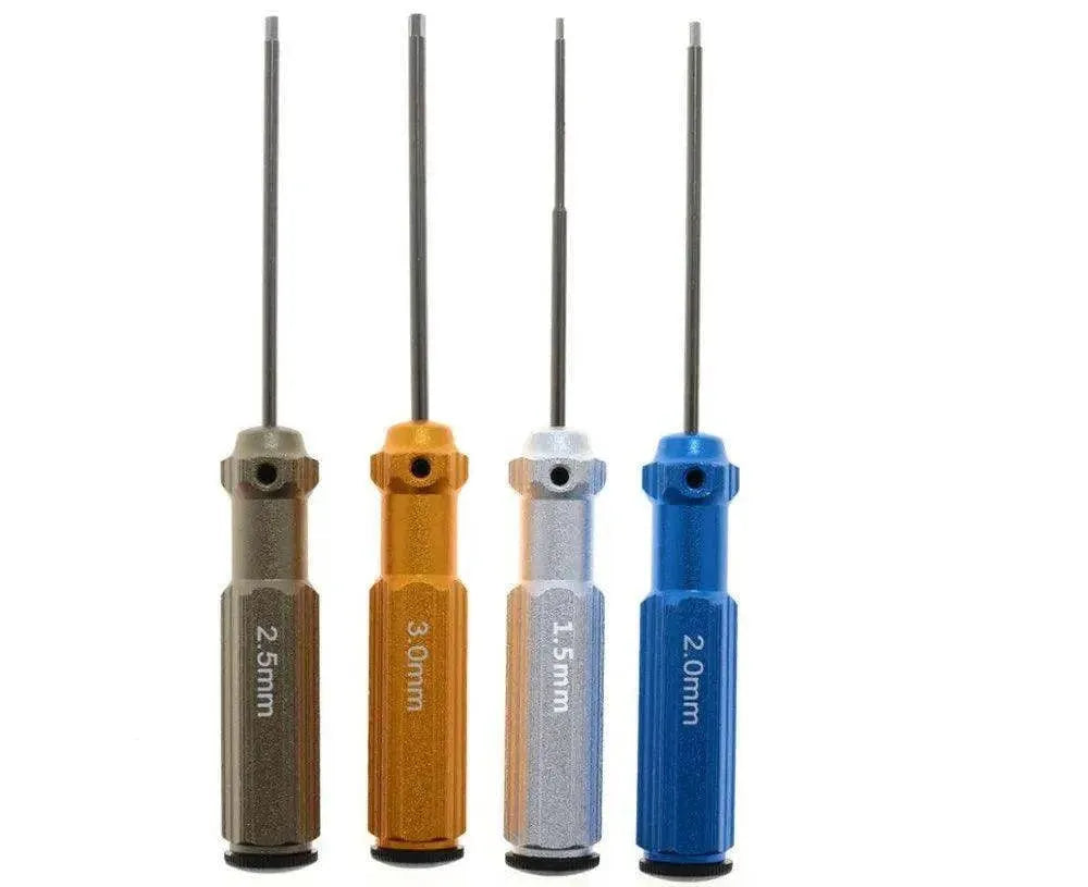 RC Tools 4 pcs hex screw driver set titanium plating hardened 1.5 2.0 2.5 3.0mm screwdriver For RC helicopter Boat Car toys - petguardiansupplies