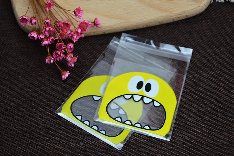 50PCS Cute Cartoon Monster Cookie Candy Self-Adhesive Plastic Bags For Biscuits Snack Baking Package Supplies Christmas Decor - petguardiansupplies