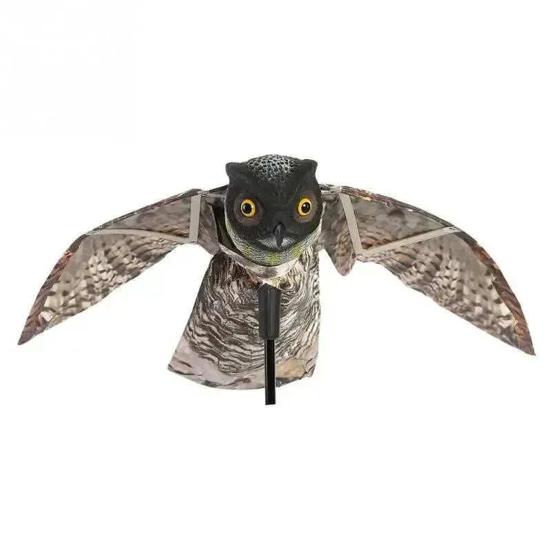 Fake Prowler Owl Bird Scarer with Moving Wing Garden Scarecrow Predator Decoy Pest Garden Yard Bird Repellent Outdoor Pest - petguardiansupplies