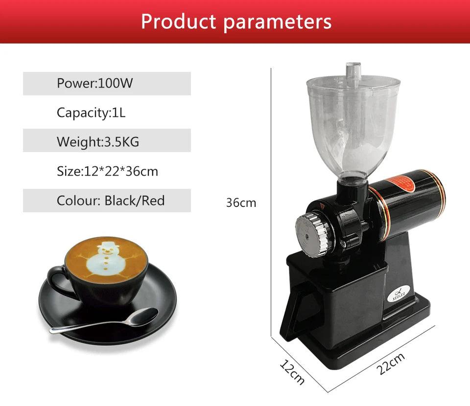 Xeoleo Electric Coffee Grinder 600N Coffee Mill Machine Coffee Bean Grinder Machine Flat Burrs Grinding Machine 100W Red/Black - petguardiansupplies