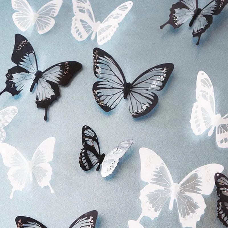 18Pcs/Set 3d Crystal Butterfly Wall Sticker Beautiful Butterflies Art Decals Home Decor Stickers Wedding Decoration On The Wall - petguardiansupplies