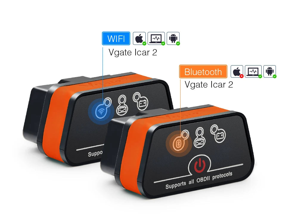 Vgate Icar2 Bluetooth-compatible/Wifi OBD2 Diagnostic Tool ELM327 OBD2 Scanner Mini ELM 327 WiFi for Android/IOS/PC Code Reader - petguardiansupplies