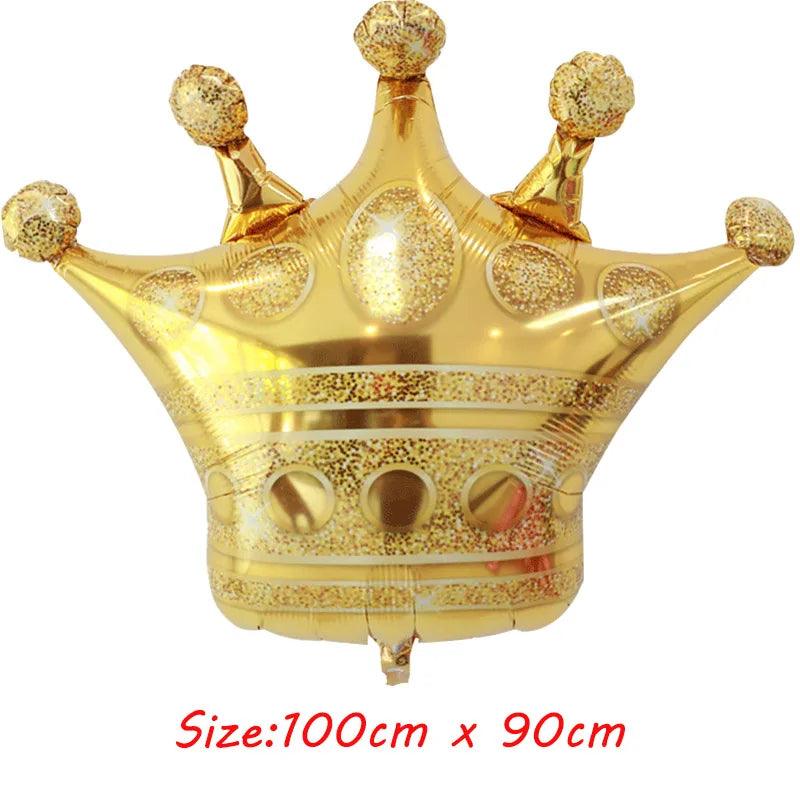 1pc Large Size Gold Crown Foil Balloons Prince Princess Baby Shower First Birthday Bachelorette Party Decorations Photo Props - petguardiansupplies