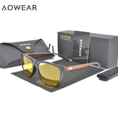 AOWEAR HD Night Vision Glasses Men Aluminium Yellow Lens Sunglasses Men Polarized Night Safe Driving Goggles Oculos Gafas De Sol - petguardiansupplies