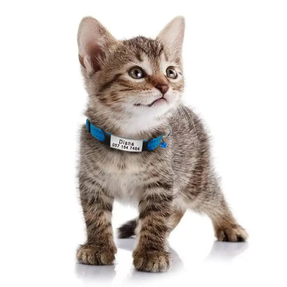 Quick Release Cat Collar Safety Custom Puppy Kitten ID Collars Reflective Breakaway With Bell For Small Cats Adjustable XXS XS - petguardiansupplies