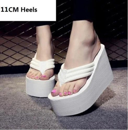 Women Fashion Summer Chunky Sole Wedges Heels Flip Flops Casual Shoes New Arrival Waterproof Taiwan Slippers Sexy Lady Sandals - petguardiansupplies