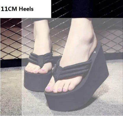 Women Fashion Summer Chunky Sole Wedges Heels Flip Flops Casual Shoes New Arrival Waterproof Taiwan Slippers Sexy Lady Sandals - petguardiansupplies