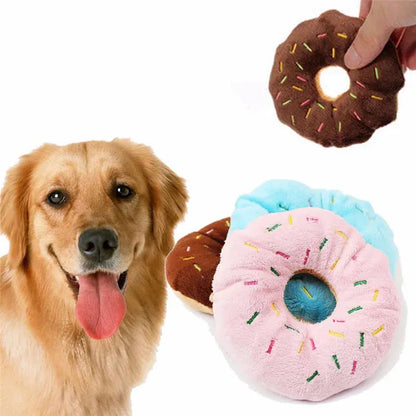 Soft Dog Donuts Plush Pet Dog Toys For Dogs Chew Toy Cute Puppy Squeaker Sound Toys Funny Puppy Small Medium Dog Interactive Toy - petguardiansupplies