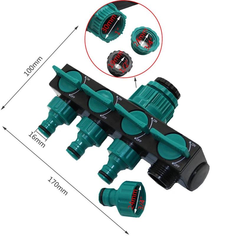 1/2"-3/4"-1" Hose Splitters Irrigation Adapter 4-way Water Hose Connectors European standard Female Thread Tap Connectors 1 Pc - petguardiansupplies