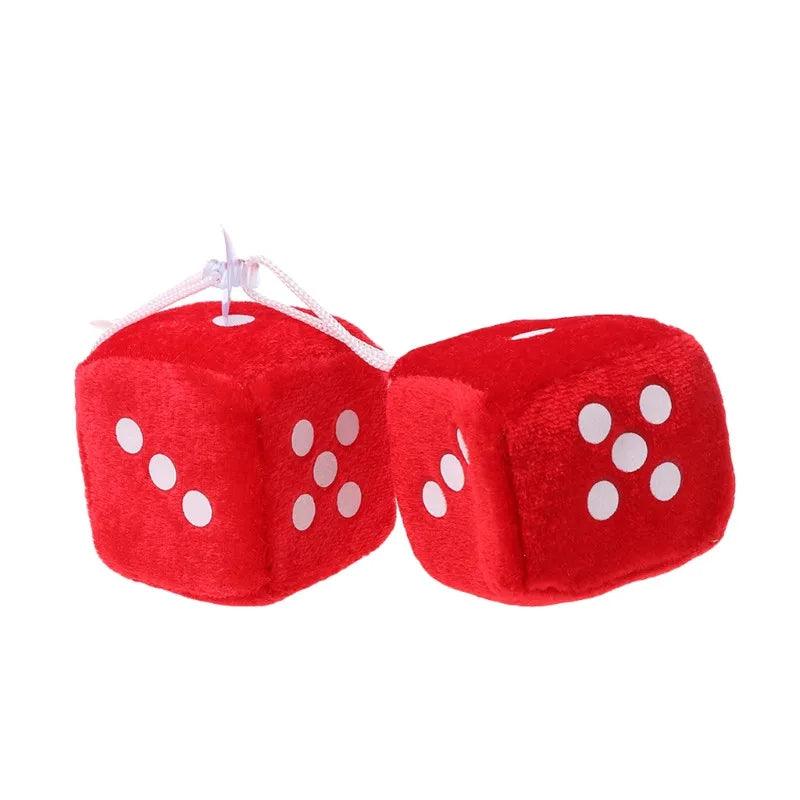 1 Pair Fuzzy Dice Dots Rear View Mirror Hanger Decoration Car Styling Accessorie - petguardiansupplies