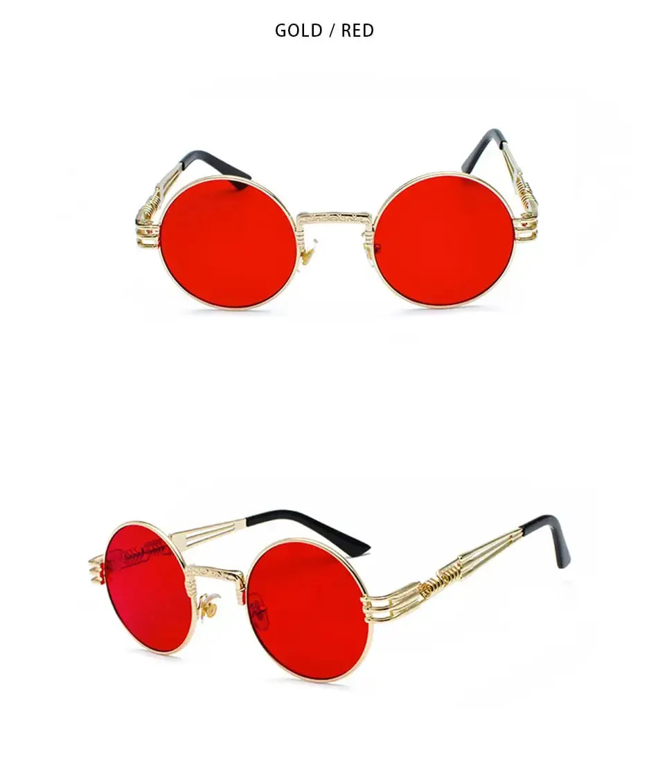 Fashion Retro Round Metal Sunglasses for Men and Women - Double Spring Leg Colourful Eyewear UV400 - petguardiansupplies