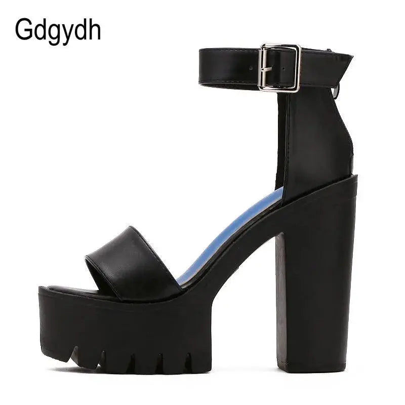 Gdgydh Summer Ankle Strap Sandal Shoes for Women High Heels Sandals Platform Back Zipper Sandals Fashion Party Model Show Pumps - petguardiansupplies