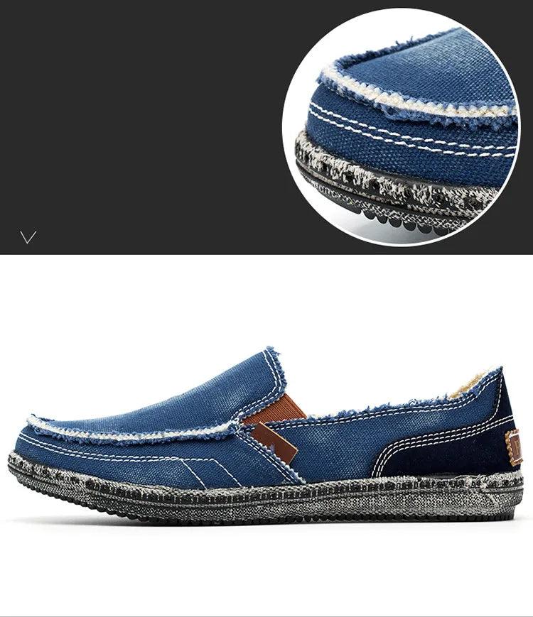 MIXIDELAI classic canvas shoes men 2024 lazy shoes blue grey green canvas moccasin men slip on loafers washed denim casual flats - petguardiansupplies