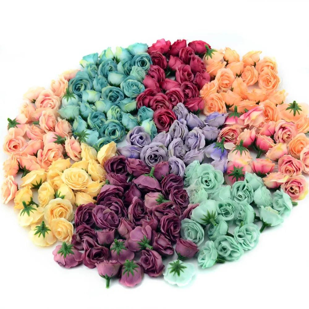 10/50/100pcs 2.5cm Mini Silk Artificial Rose Flower Heads For Wedding Party Home Decoration DIY Accessories Fake Flowers Craft - petguardiansupplies