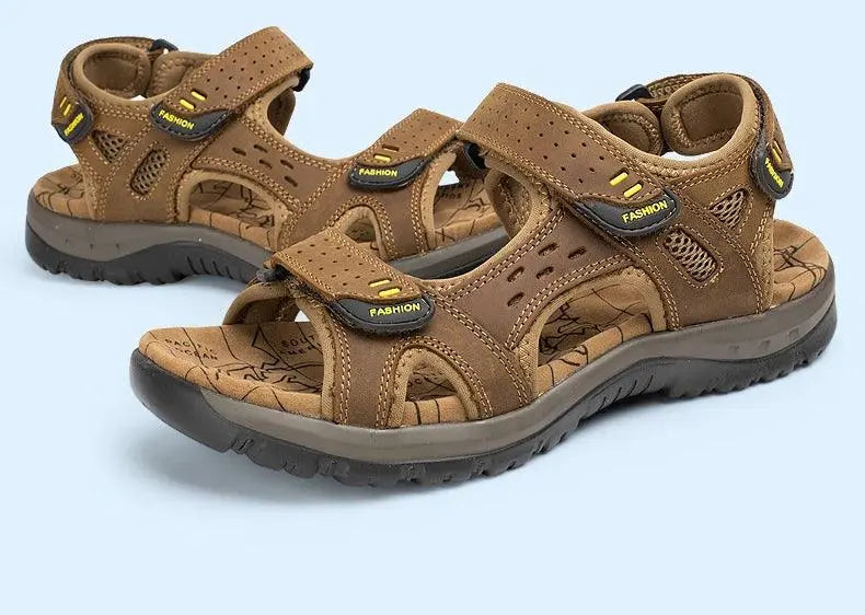 New Fashion Summer Leisure Men Shoes Beach Sandals High Quality Genuine Leather Sandals Soft Large Size Men's Sandals Size 38-48 - petguardiansupplies