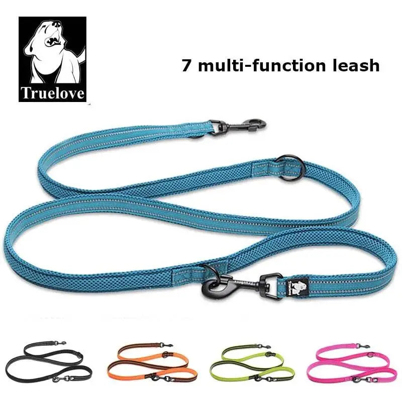 Truelove 7 In 1 Multi-Function Adjustable Dog Lead Hand Free Pet Training Leash Reflective Multi-Purpose Dog Leash Walk 2 Dogs - petguardiansupplies