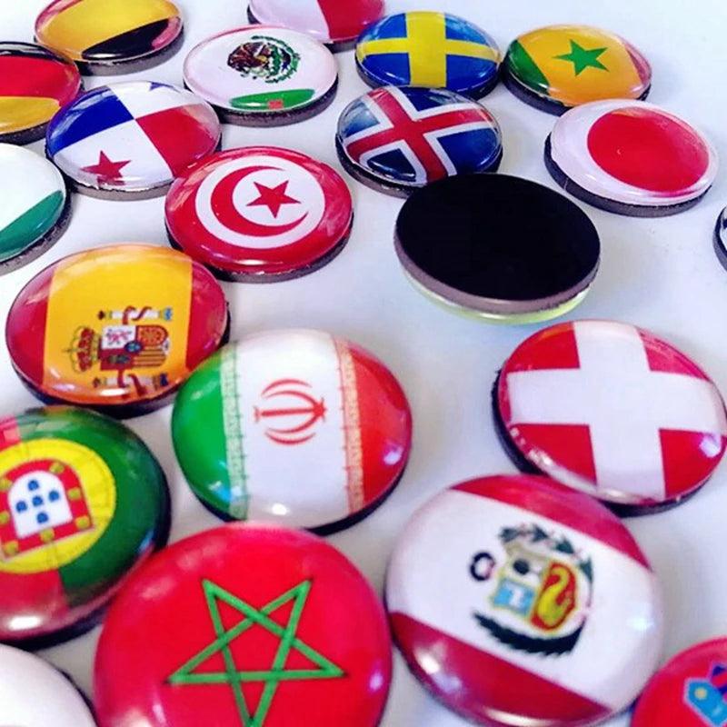 National Flags of Various Countries Photos Refrigerator Stickers Round Glass 30MM Household Refrigerator Accessories - petguardiansupplies