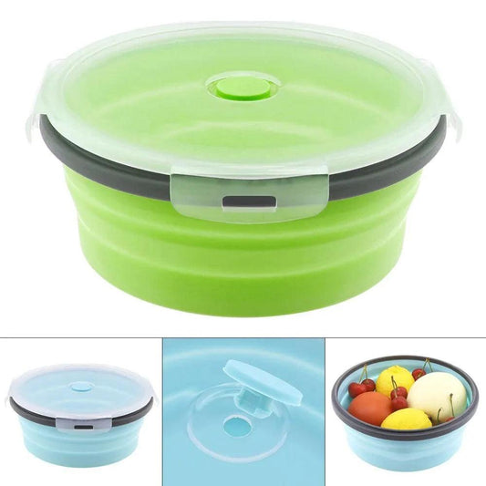 Silicone Lunch-Box Round Folding Food Container Portable Bowl 350ML/500ML/800ML/1200ML Two Colors Bento-box Eco-Friendly - petguardiansupplies