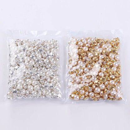 RESEN 6mm 8mm,10mm,12mm Sew On Pearls For Dresses With Claw Gold/Sliver Claw Rhinestones Round Pearl Button Sew On Stones - petguardiansupplies