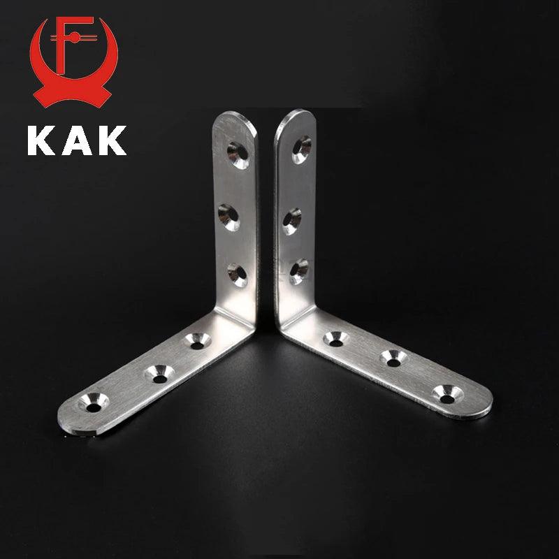 KAK 10PCS Stainless Steel Angle Corner Brackets Fasteners Protector Seven Size Corner Stand Supporting Furniture Hardware - petguardiansupplies