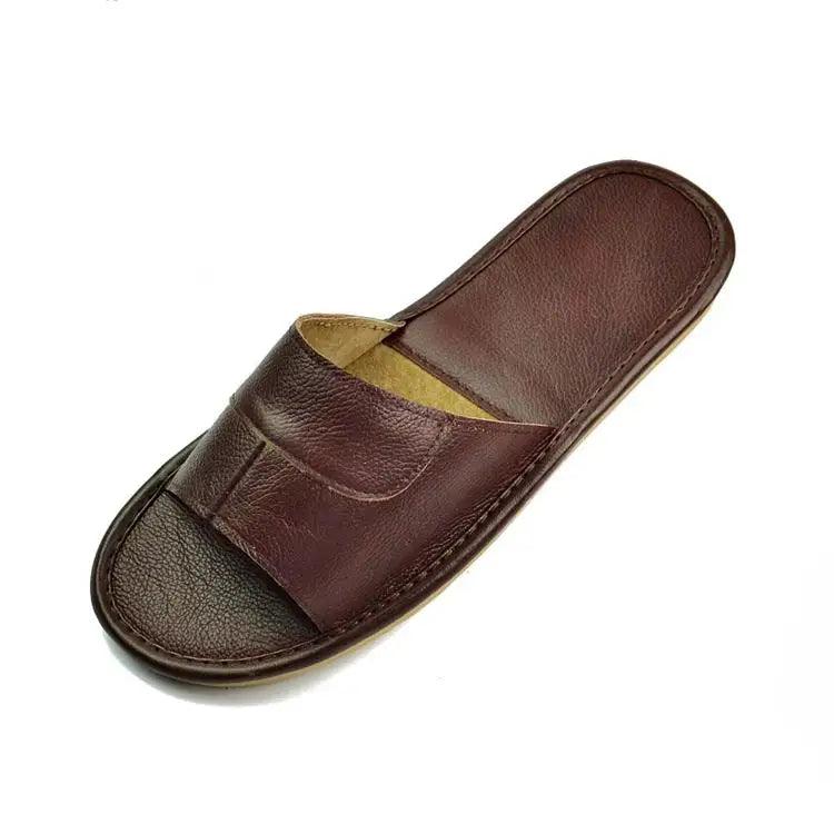 2022 New Leather Slippers Men Home Furnishing Indoor Floor Classic Footwear Casual Slides Leather Sandalias Zapatos Hombre - petguardiansupplies