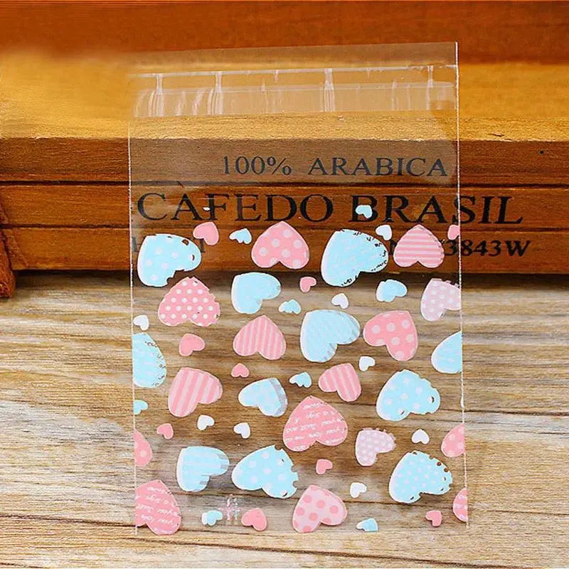 50Pcs/lot Cute Heart Theme Candy Cookie Bags Wedding Birthday Party Candy Buscuit Packaging Bag Christmas Plastic Gift Bags - petguardiansupplies