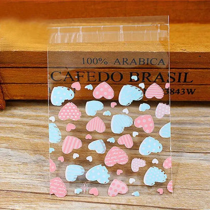 50Pcs/lot Cute Heart Theme Candy Cookie Bags Wedding Birthday Party Candy Buscuit Packaging Bag Christmas Plastic Gift Bags - petguardiansupplies