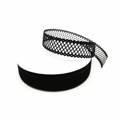 5 yards 7/8"(22mm) Plain Hollow Mesh Grid Lace Ribbon Tape For Bowknot Clips Crafts Wedding Party Decorations - petguardiansupplies