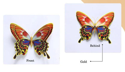 12Pcs Gold/Silver Double Layer 3D Butterfly Wall Stickers Home Decoration Holographic Butterflies Magnet Fridge Wedding Decals - petguardiansupplies