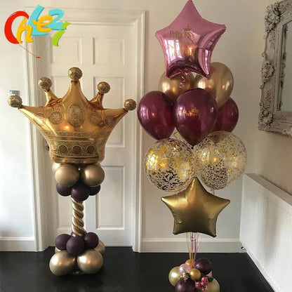 1pc Large Size Gold Crown Foil Balloons Prince Princess Baby Shower First Birthday Bachelorette Party Decorations Photo Props - petguardiansupplies