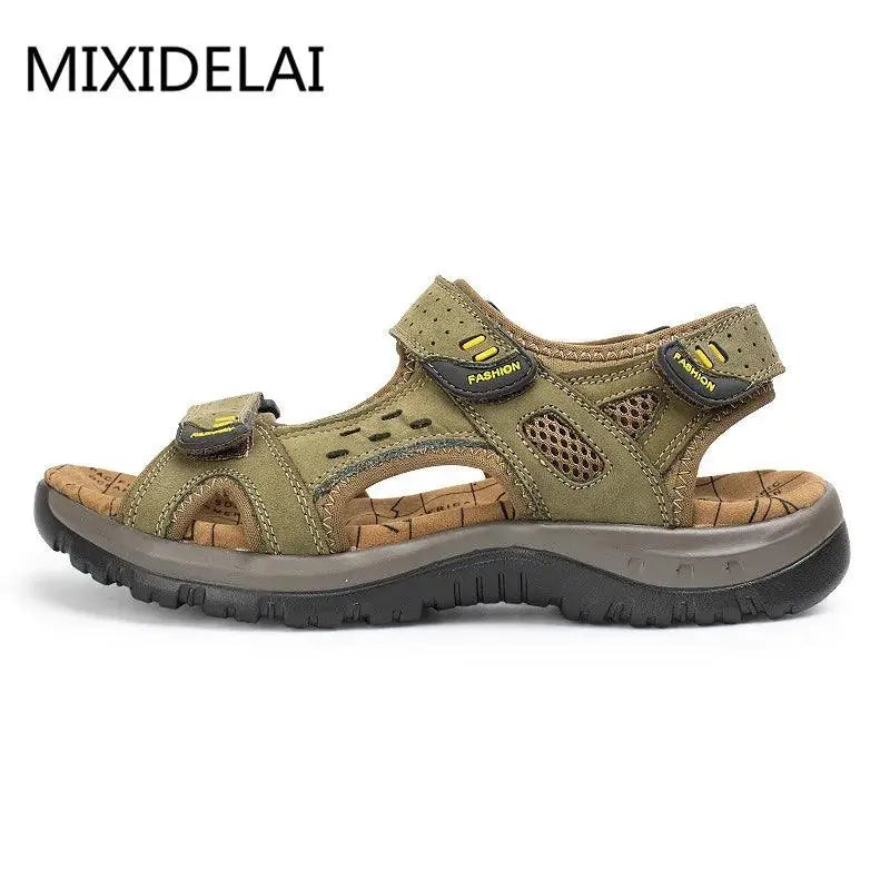 New Fashion Summer Leisure Men Shoes Beach Sandals High Quality Genuine Leather Sandals Soft Large Size Men's Sandals Size 38-48 - petguardiansupplies