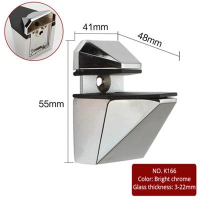 KAK Zinc Alloy Adjustable Glass Shelf Holder Glass Clamps Shelf Support Bracket Chrome Alloy Shelf Holder Glass Shelf Bracket - petguardiansupplies