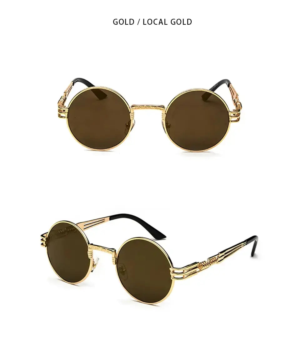 Fashion Retro Round Metal Sunglasses for Men and Women - Double Spring Leg Colourful Eyewear UV400 - petguardiansupplies