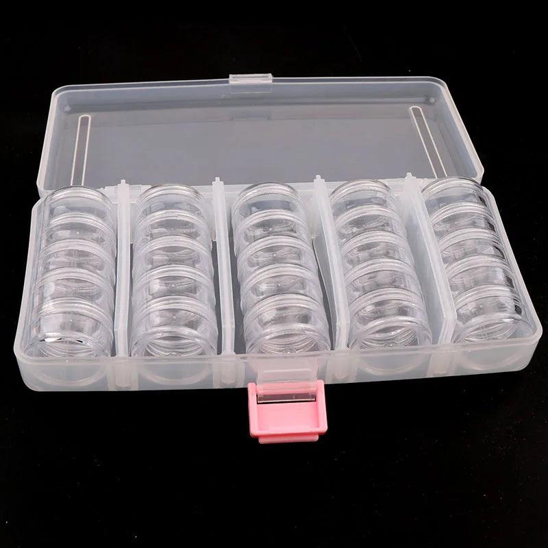 Transparent Empty case 190*95mm (With 25 Pcs Small Box) Nail Art Tip Glitter Boxes Storage Nail Art Rhinestone Case Removable - petguardiansupplies