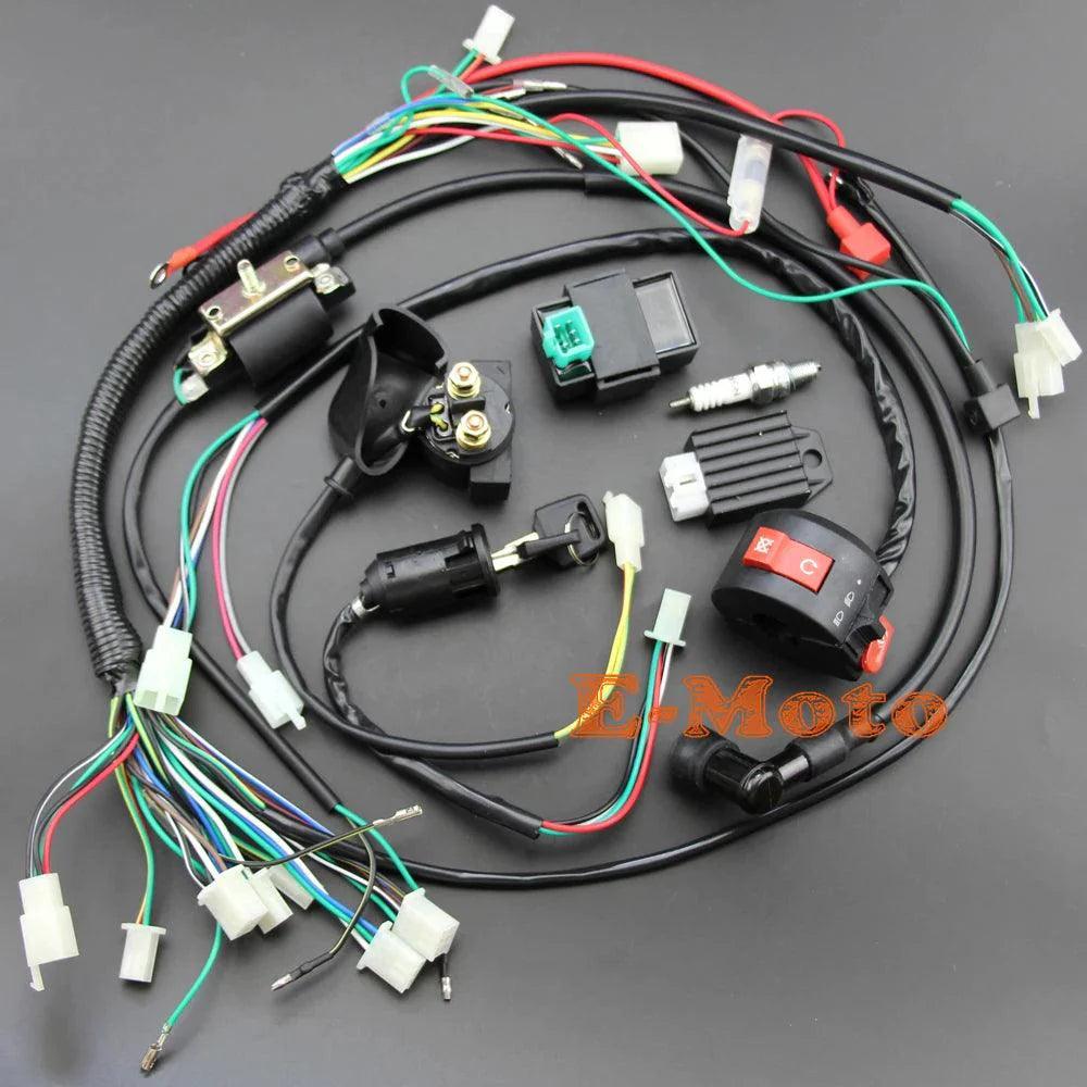 Full Electrics Wiring Harness Coil CDI Spark Plug Kits For 50cc 70cc 90cc 110cc 125cc 140cc ATV Quad Pit Dirt Bike Buggy Go kart - petguardiansupplies