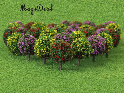 MagiDeal 30Pcs/Lot Mixed 3 Colors Flower Model Train Trees Ball Shaped Scenery Landscape 1/100 Scale for Railway Road Kids Toy - petguardiansupplies