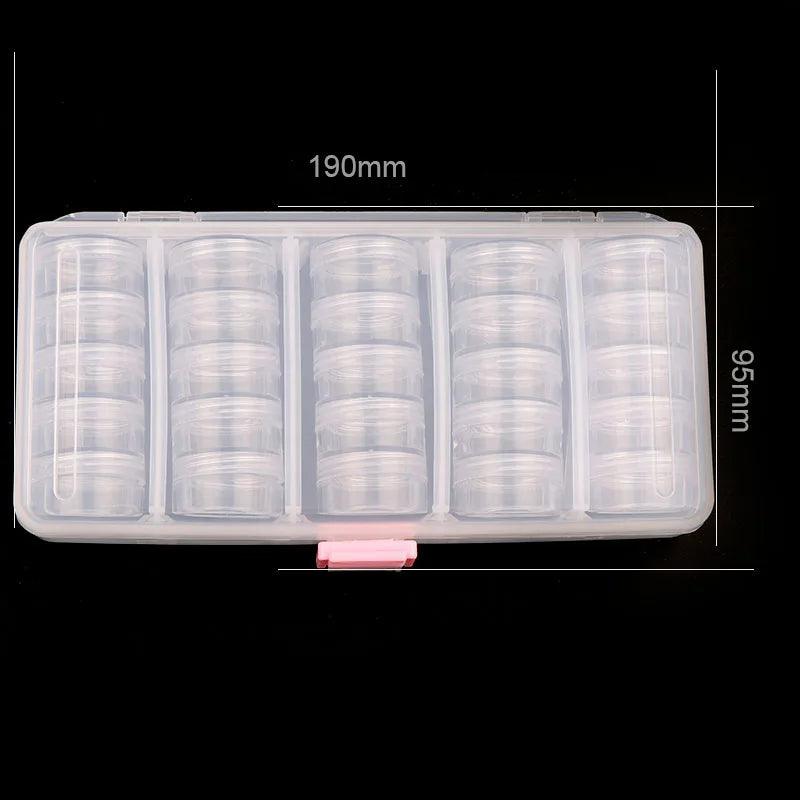 Transparent Empty case 190*95mm (With 25 Pcs Small Box) Nail Art Tip Glitter Boxes Storage Nail Art Rhinestone Case Removable - petguardiansupplies