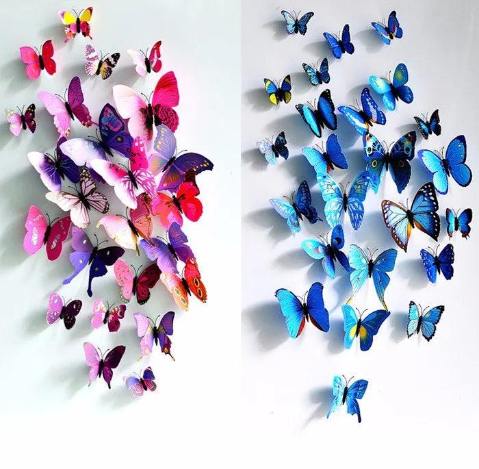 12Pcs 3D Magnet Butterflies Wall Stickers Butterfly Outdoor Bedroom Living Room Home Decor Fridage Decals For Wedding Decoration - petguardiansupplies