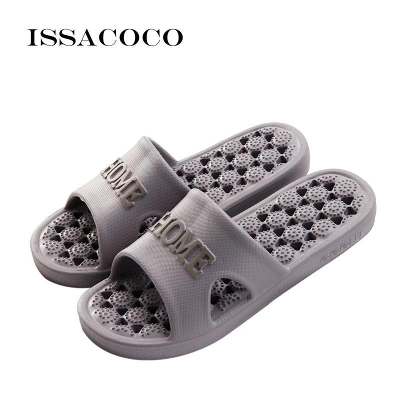 ISSACOCO Men's Flat Indoor Massage Slippers Men Home Non-slip Massage Slippers Zapatos Hombre Beach Flip Flops Men's Slides - petguardiansupplies