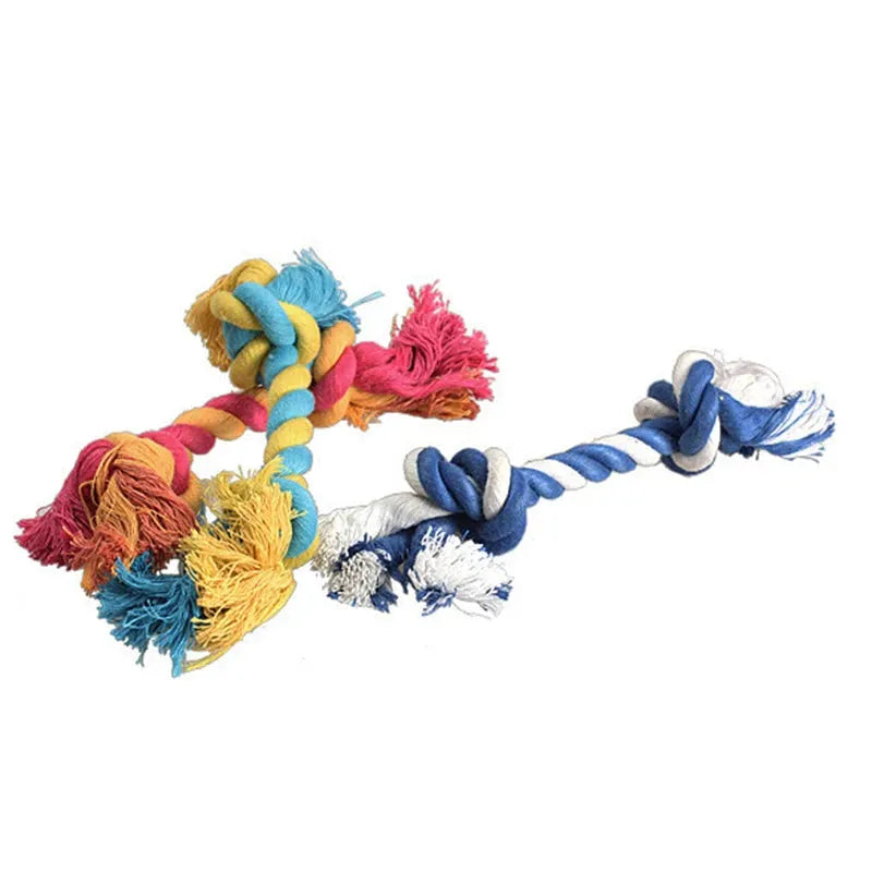 1 pcs Pets dogs pet supplies Pet Dog Puppy Cotton Chew Knot Toy Durable Braided Bone Rope 15CM Funny Tool (Random Color ) - petguardiansupplies