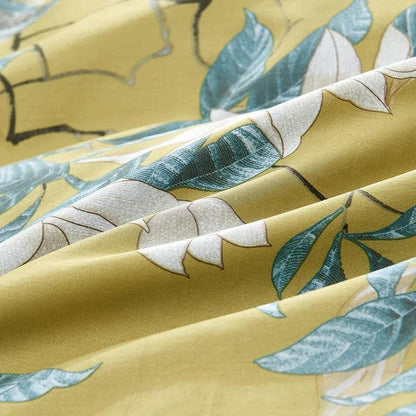 Silky Egyptian cotton Yellow Chinoiserie style Birds Flowers Duvet Cover Bed sheet Fitted sheet set King Size Queen Bedding Set - petguardiansupplies