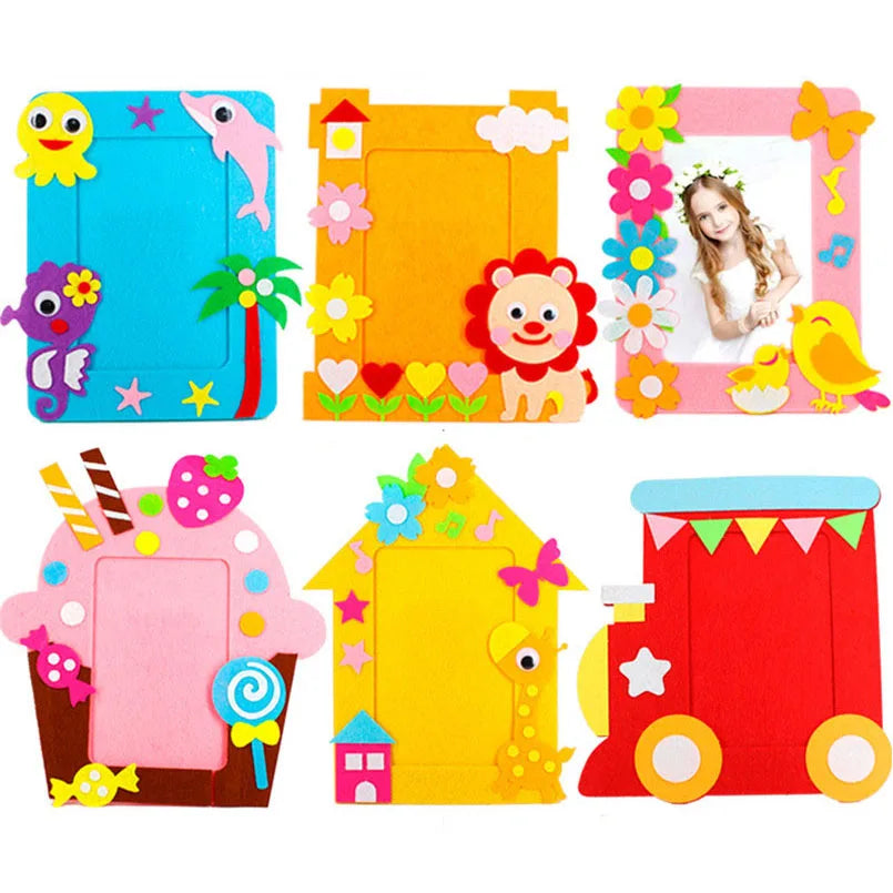 9Pcs/set DIY Cartoon Animal 6 Inch Photo Frame Children Handmade Craft Art Toys for Kids Girl Home Decor Kindergarten Applique - petguardiansupplies