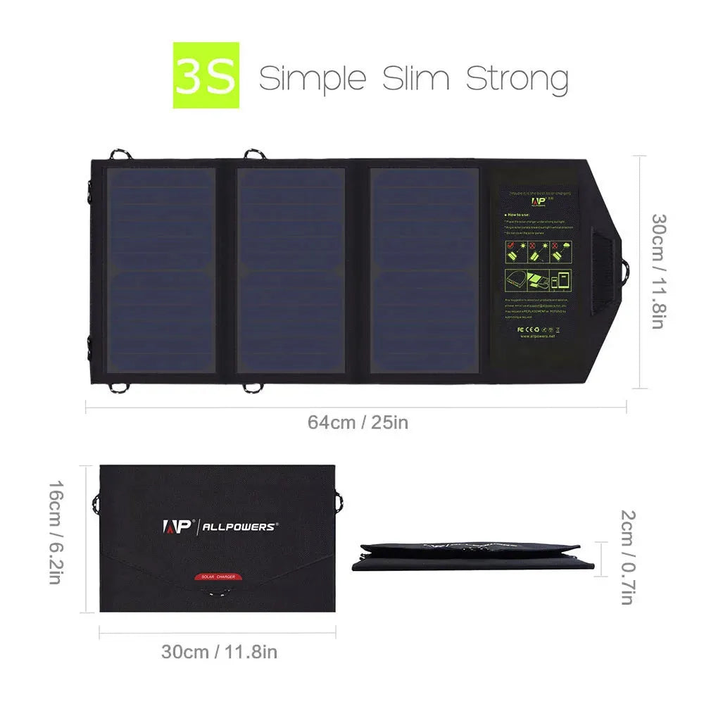 ALLPOWERS Solar panel 5V21W Portable Phone Charger Solar Charger Dual USB Output Mobile Solar Battery Charger for iPhone Samsung - petguardiansupplies