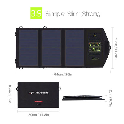 ALLPOWERS Solar panel 5V21W Portable Phone Charger Solar Charger Dual USB Output Mobile Solar Battery Charger for iPhone Samsung - petguardiansupplies