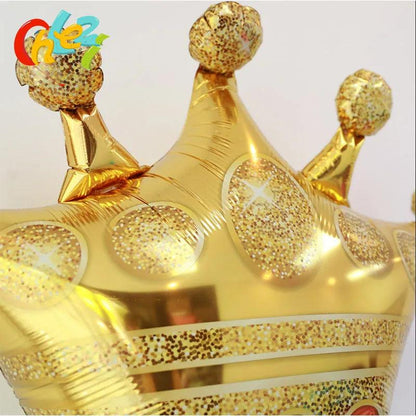 1pc Large Size Gold Crown Foil Balloons Prince Princess Baby Shower First Birthday Bachelorette Party Decorations Photo Props - petguardiansupplies