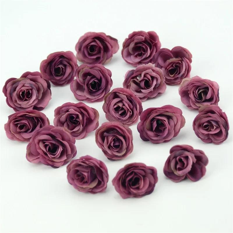 10/50/100pcs 2.5cm Mini Silk Artificial Rose Flower Heads For Wedding Party Home Decoration DIY Accessories Fake Flowers Craft - petguardiansupplies