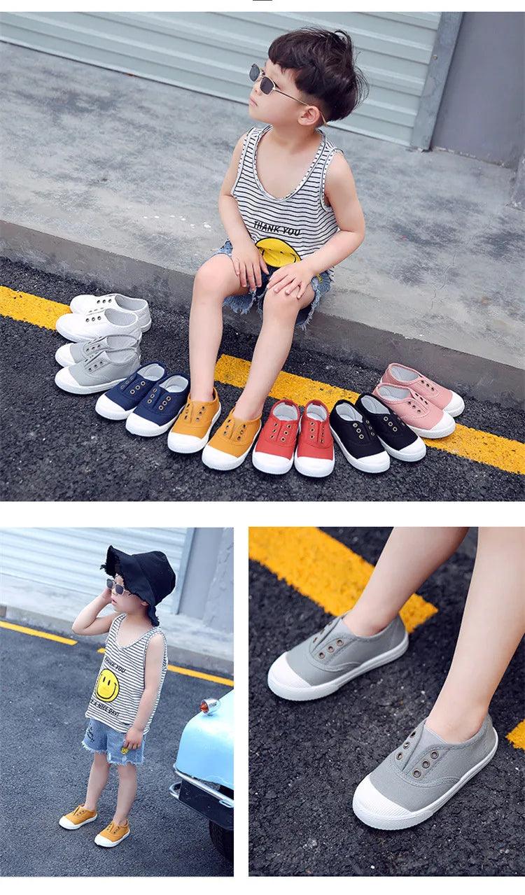 New Spring Summer Kids Shoes For Boys Girls Insole 13.5-18CM Candy Color Children Casual Canvas Sneakers Soft Fashion Sneakers - petguardiansupplies