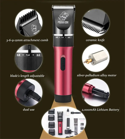 BaoRun P6 Professional Dog Hair Trimmer Rechargeable Pet Cat Grooming Clipper Shaver Low-noise Electric Cutters Haircut Machine - petguardiansupplies